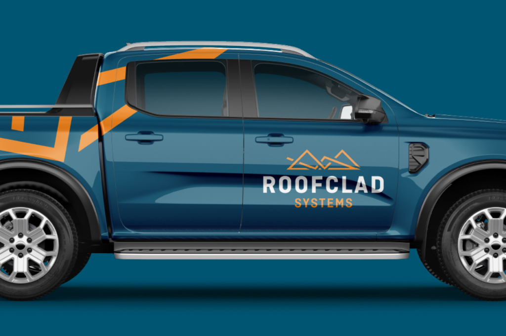 Vehicle livery design for Roofclad Systems, created by PHd Design as part of a strategic rebrand following the merger with Profile Industrial Roofing.